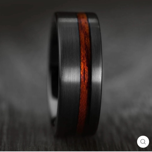 Stainless Steel Anvil Dagda Shadowed Groove Wood Inlay Carbid Band Big Sizes too - Picture 6 of 10